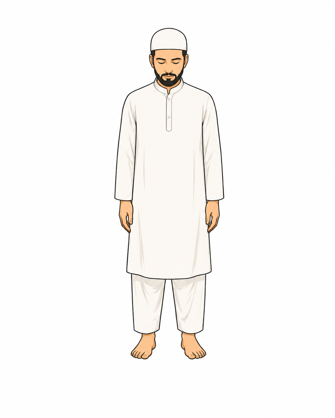 Illustration of a Muslim rising back to standing after bowing